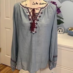 Lord & Taylor Long Sleeve Peasant Blouse